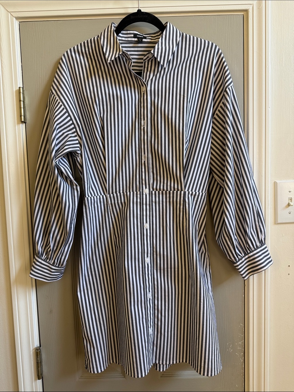 Express Black and White Striped Mini Shirt Dress
